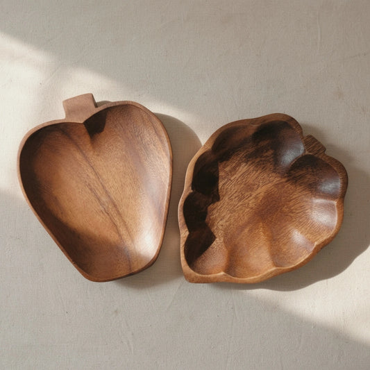 Acacia Dish Pair — Apple & Strawberry