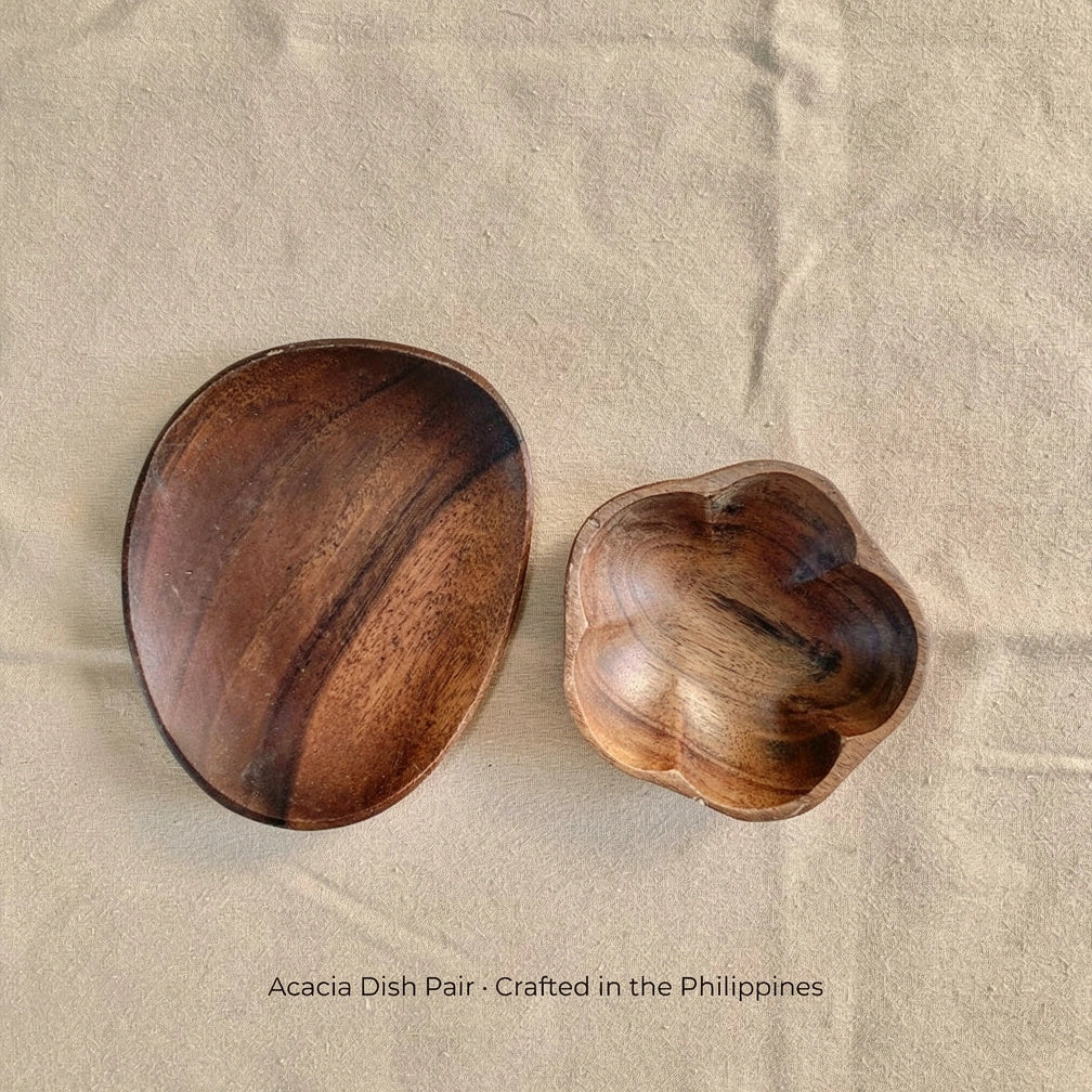 Acacia Dish Pair — Oval & Flower