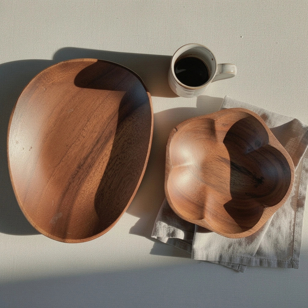 Acacia Dish Pair — Oval & Flower